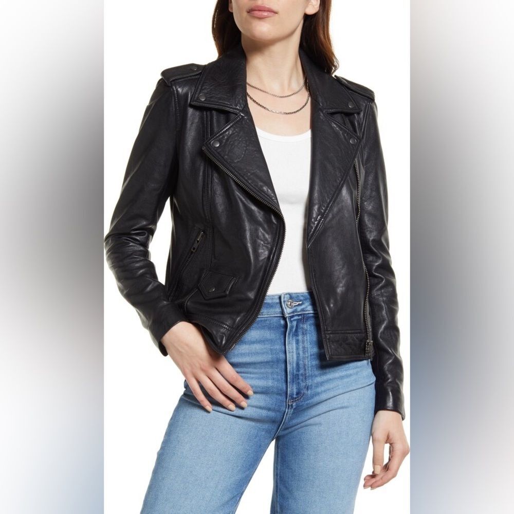 NWT Treasure & Bond | Black 100%‎ Leather Biker Jacket L